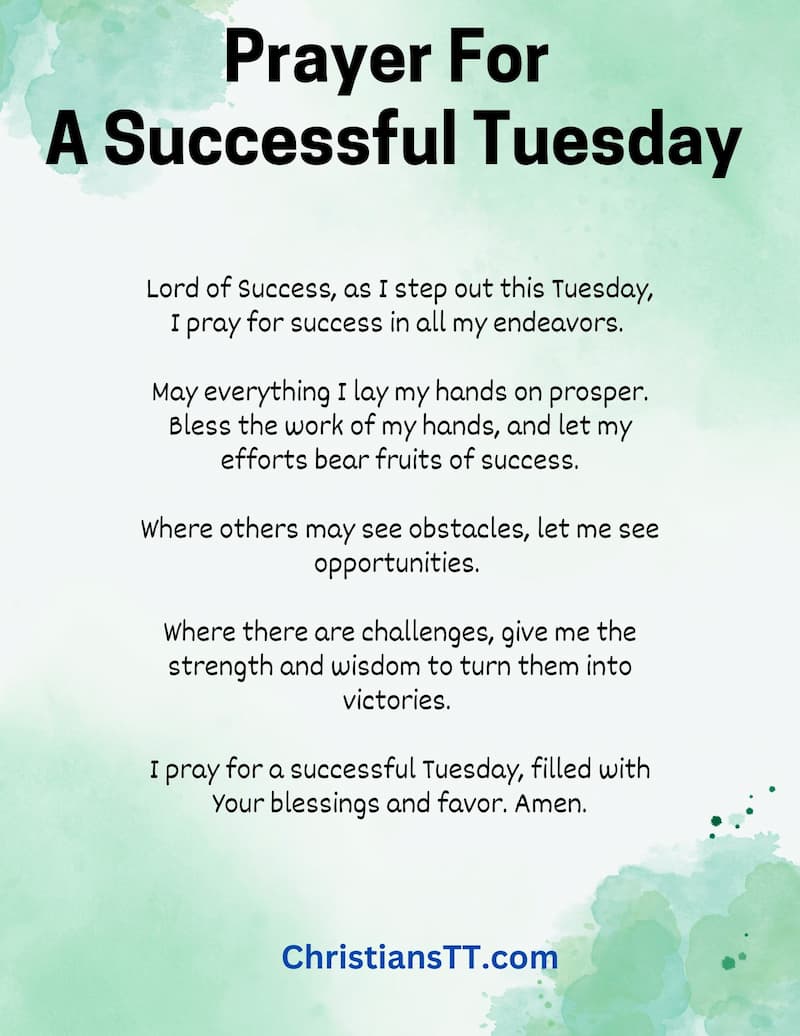 Prayer For 
A Successful Tuesday