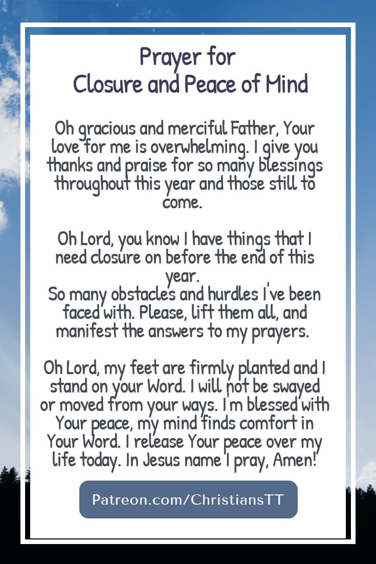 Prayer for Closure and Peace of Mind