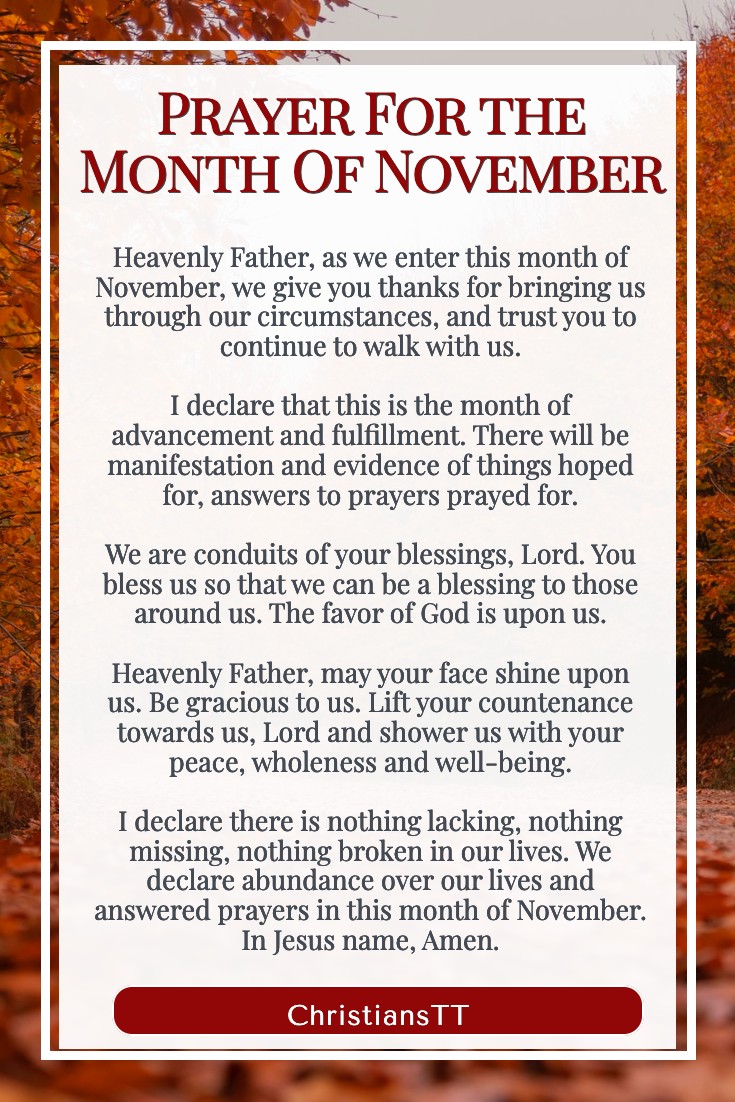 Prayer For The Month Of November