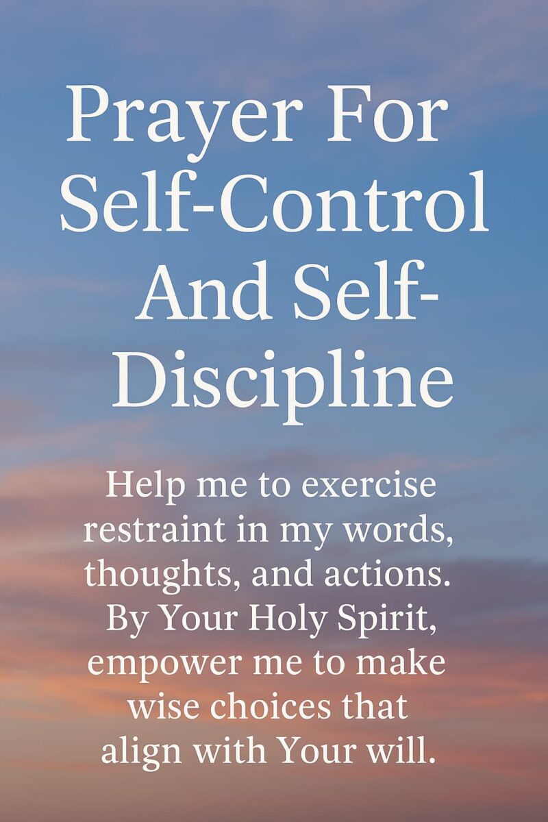 Prayer For Self Control And Self-Discipline