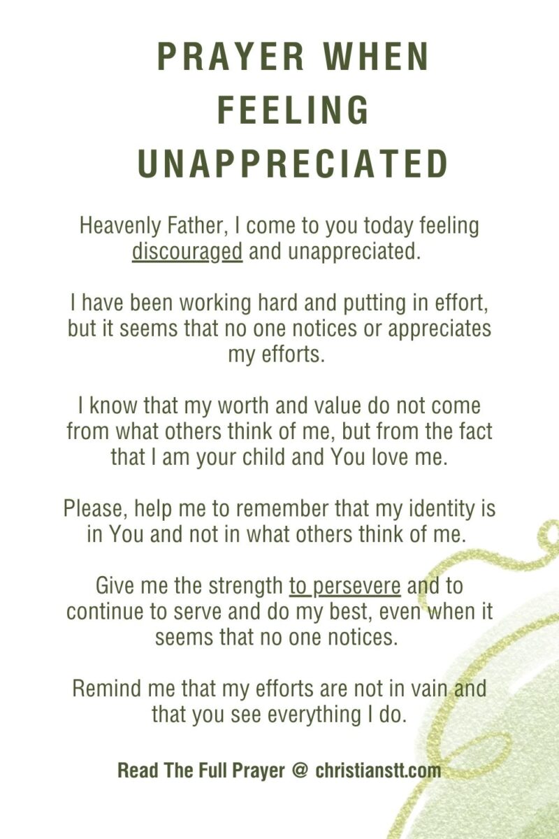 Prayer When Feeling Unappreciated